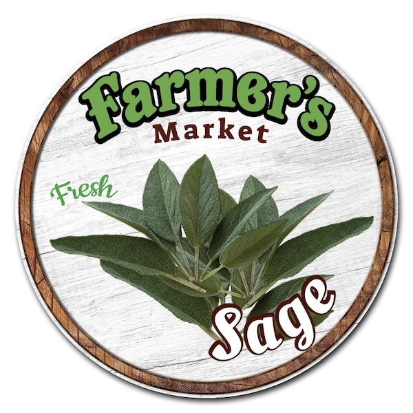 Corrugated Plastic Sign With Stakes 24in Circular-Farmers Market Sage, C-24-CIR-WS-Sage